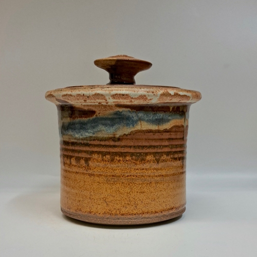 Click to view detail for #230112  Canister, Lidded  Brown/Blue 6x7 $32